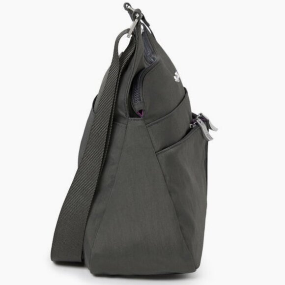 Baggallini Charcoal Gray Nylon Cross Over Crossbody Bag with Removable Wristlet - Picture 11 of 11